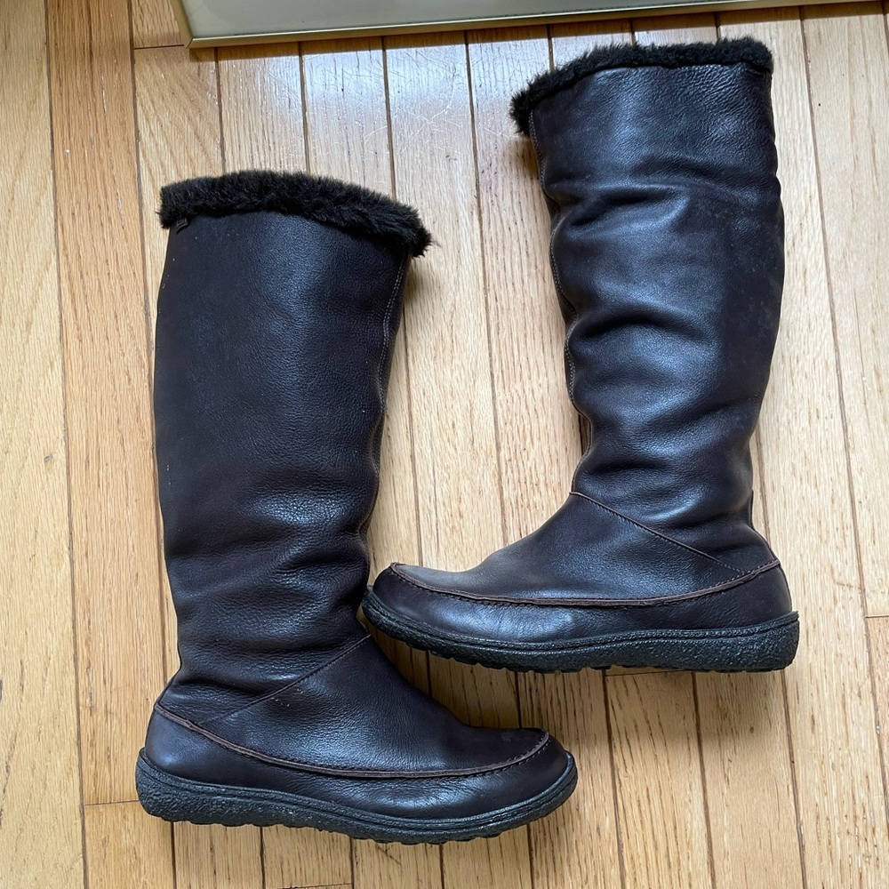 Camper Brown Leather Faux Fur Lining Winter Boots Size 38 EU